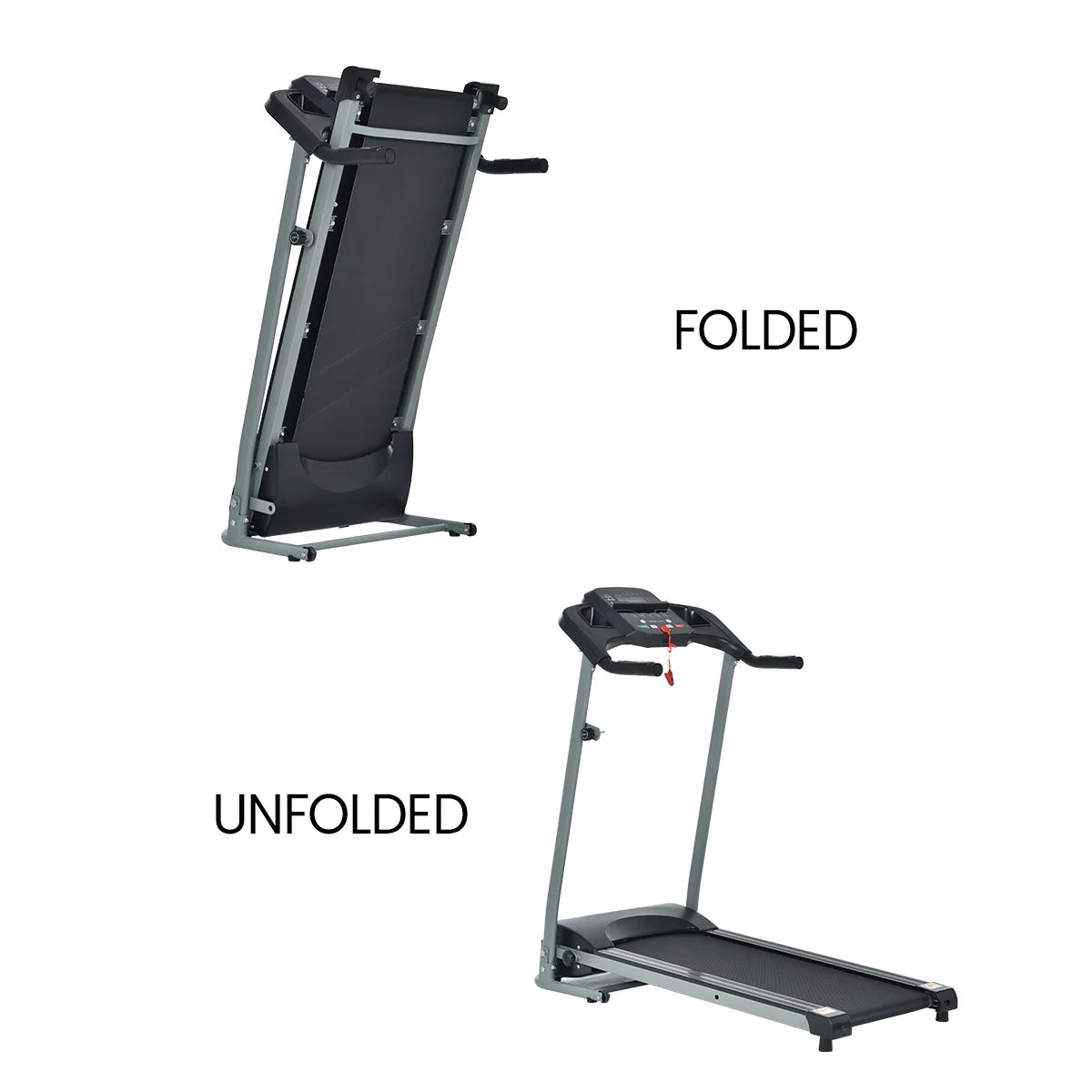 Relife folding treadmill with device holder + bottle hold, electric treadmill with 40” x 14” running belt, heart rate monitor, easy assembly, 1.5hp, compact design for home