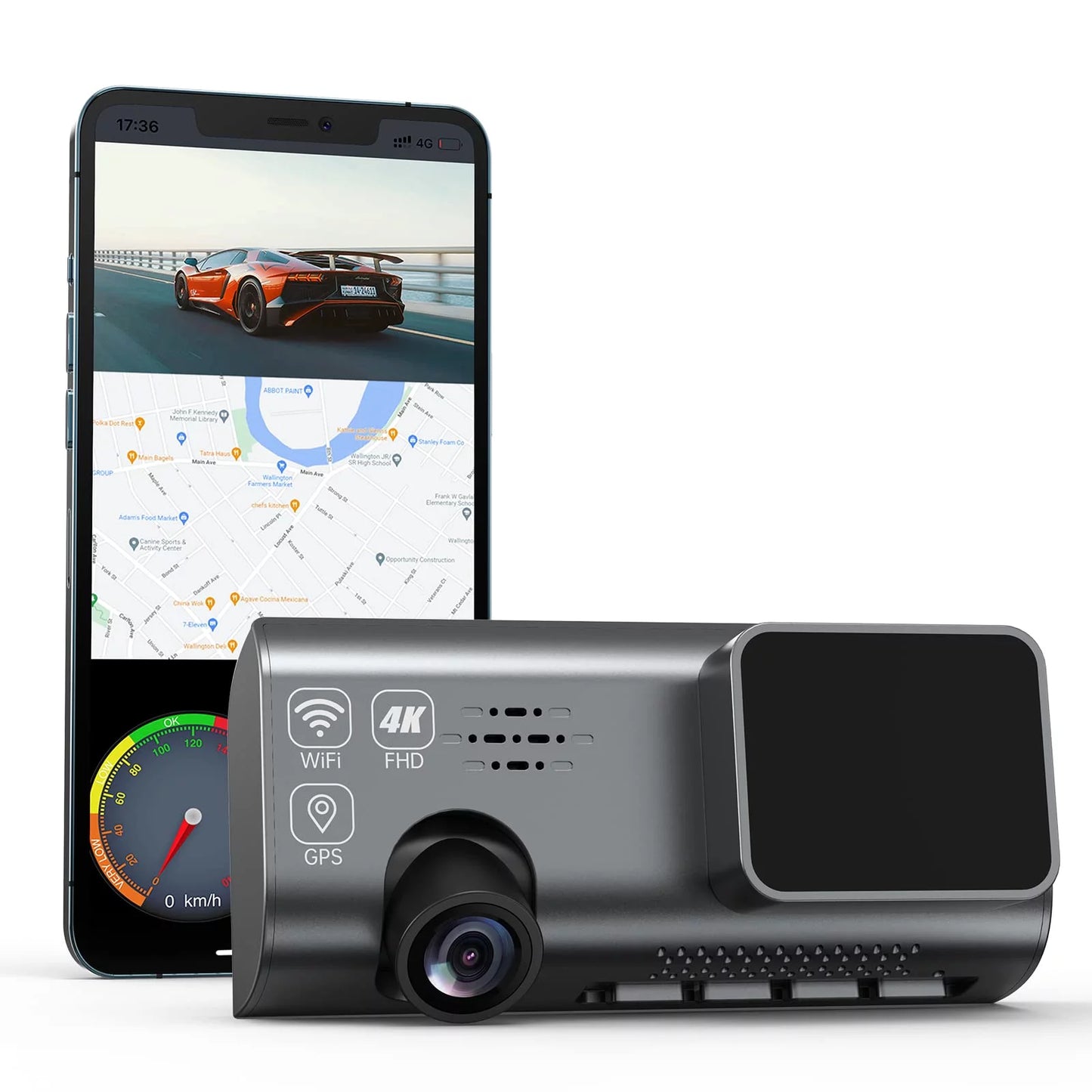 4k dash cam front, smanic dash camera for cars built with wifi gps 3.16” ips screen, car dashboard recorder 170° wide angle, wdr,24h parking mode, night vision, loop recording