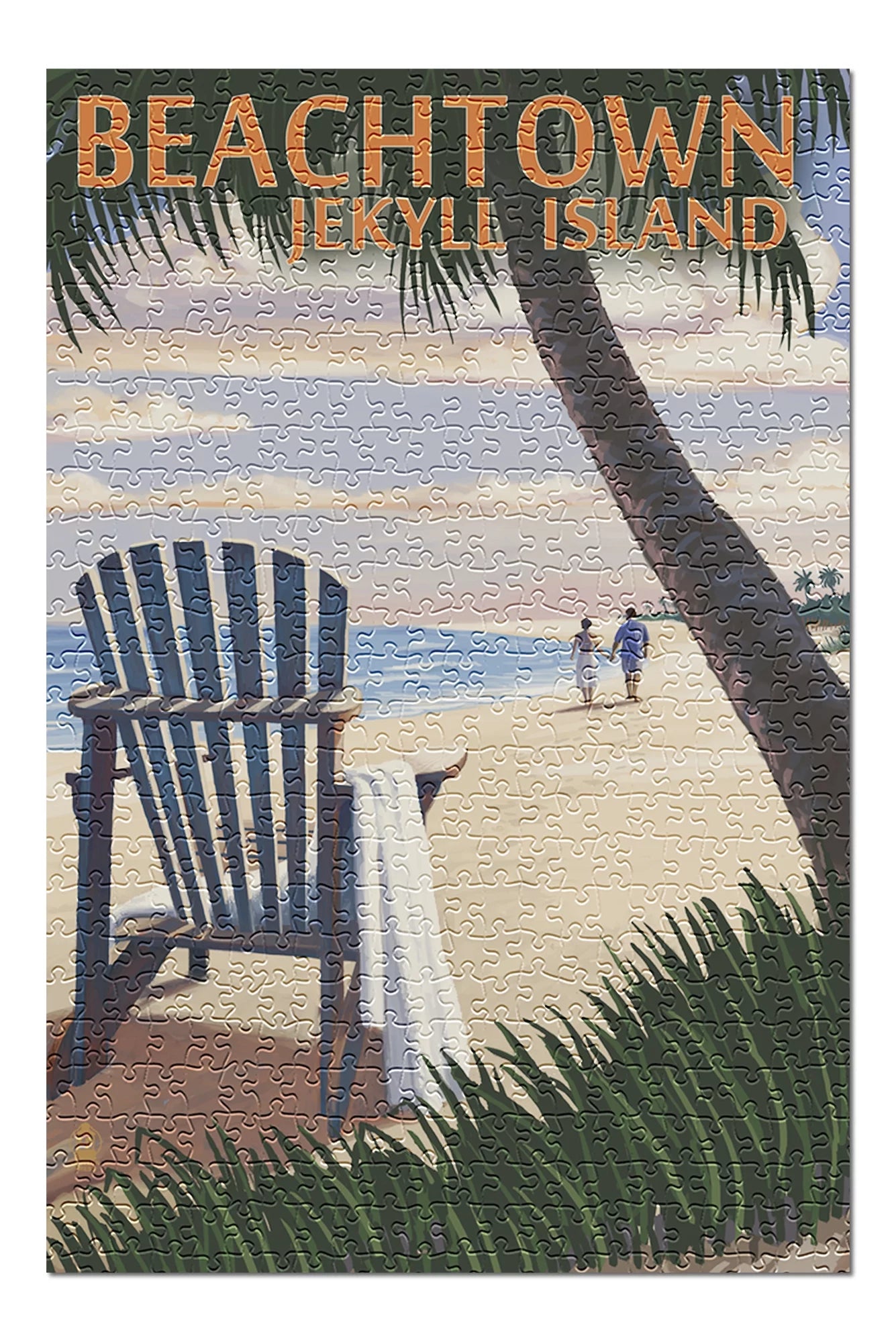 Beachtown, jekyll island, georgia, adirondack chair on the beach (19x27 inches, premium 500 piece jigsaw puzzle for adults and family, made in usa)