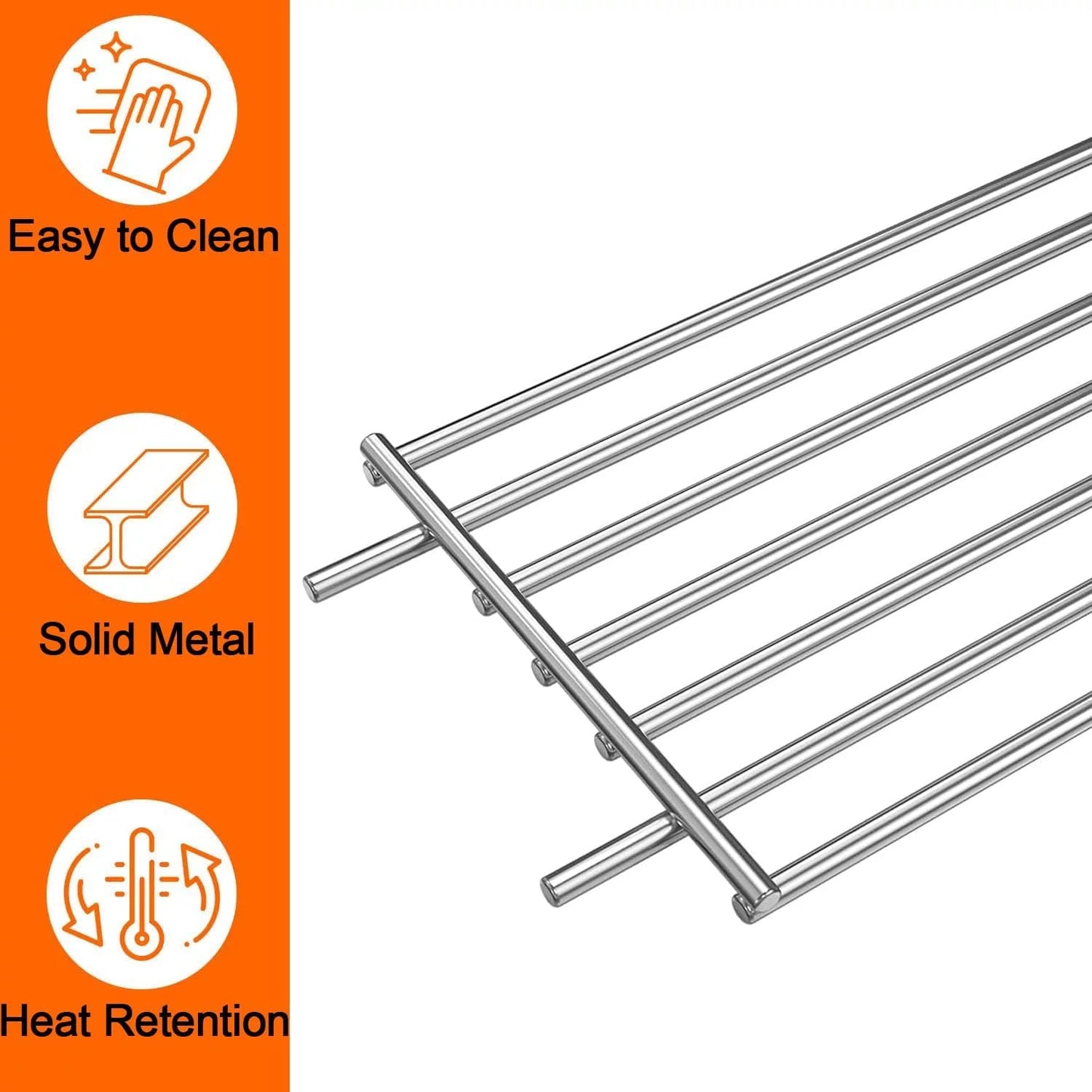 Aorewtggh 7513 grill warming rack for weber spirit 700, genesis silver b&c, 7513/88719 304 stainless steel warming rack replacement for weber genesis 1000-5500, gold b & c, 24.9 x 4.7 x 4 in