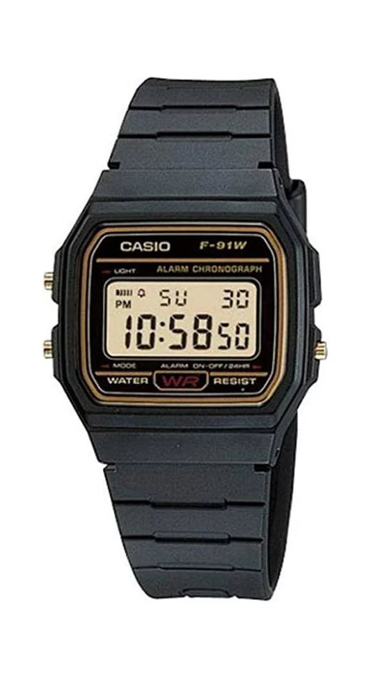 Casio gold/black digital mens watch f-91w-1hdg