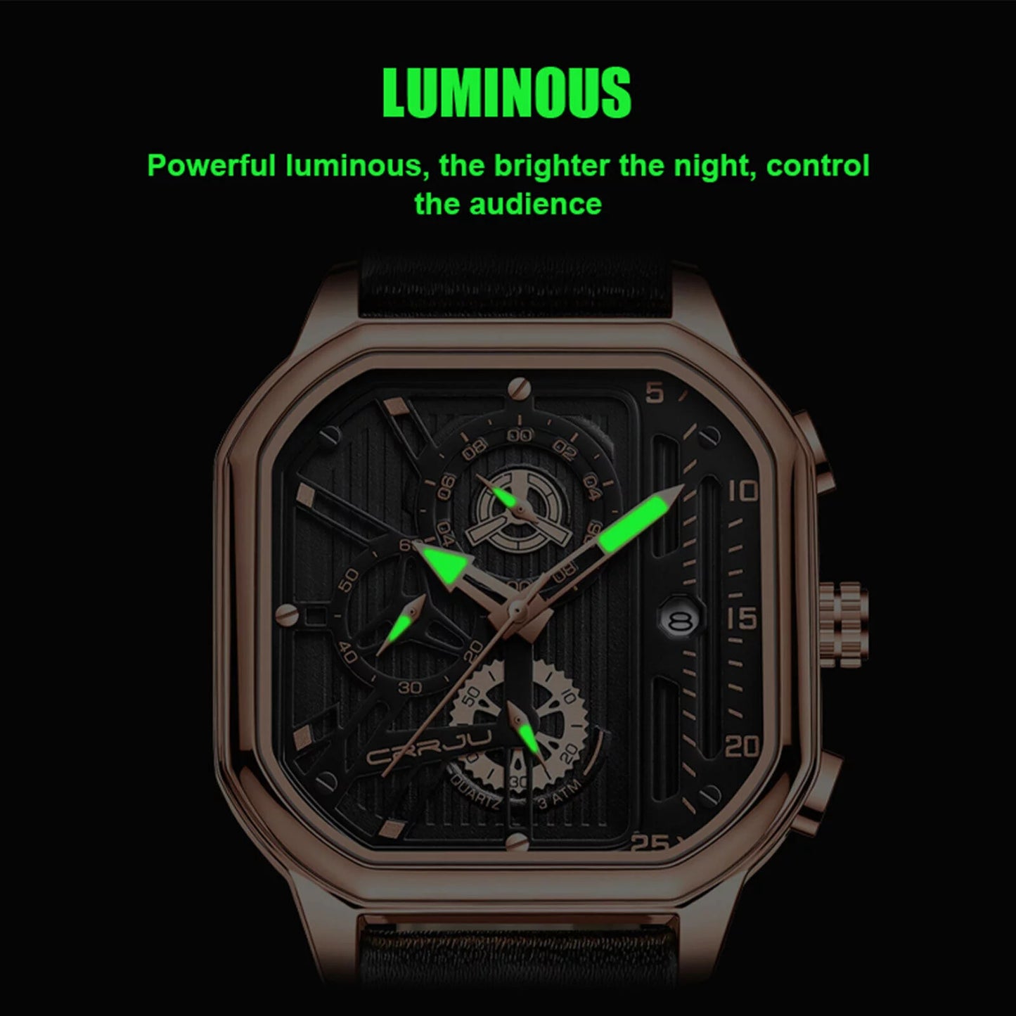 Waterproof men's quartz watch leather luminous business date chronograph luxury