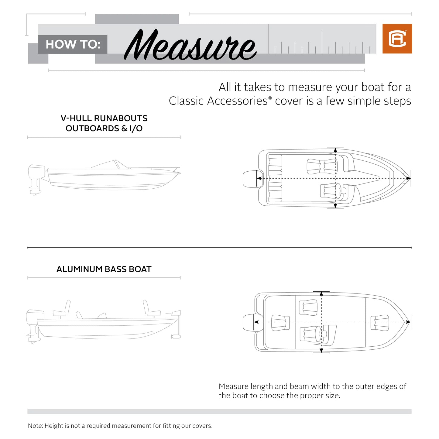 Classic accessories stellex™ all seasons boat cover, fits boats 14' - 16' l x 90" w, trailerable boat cover with polyester fade-resistant fabric, model b