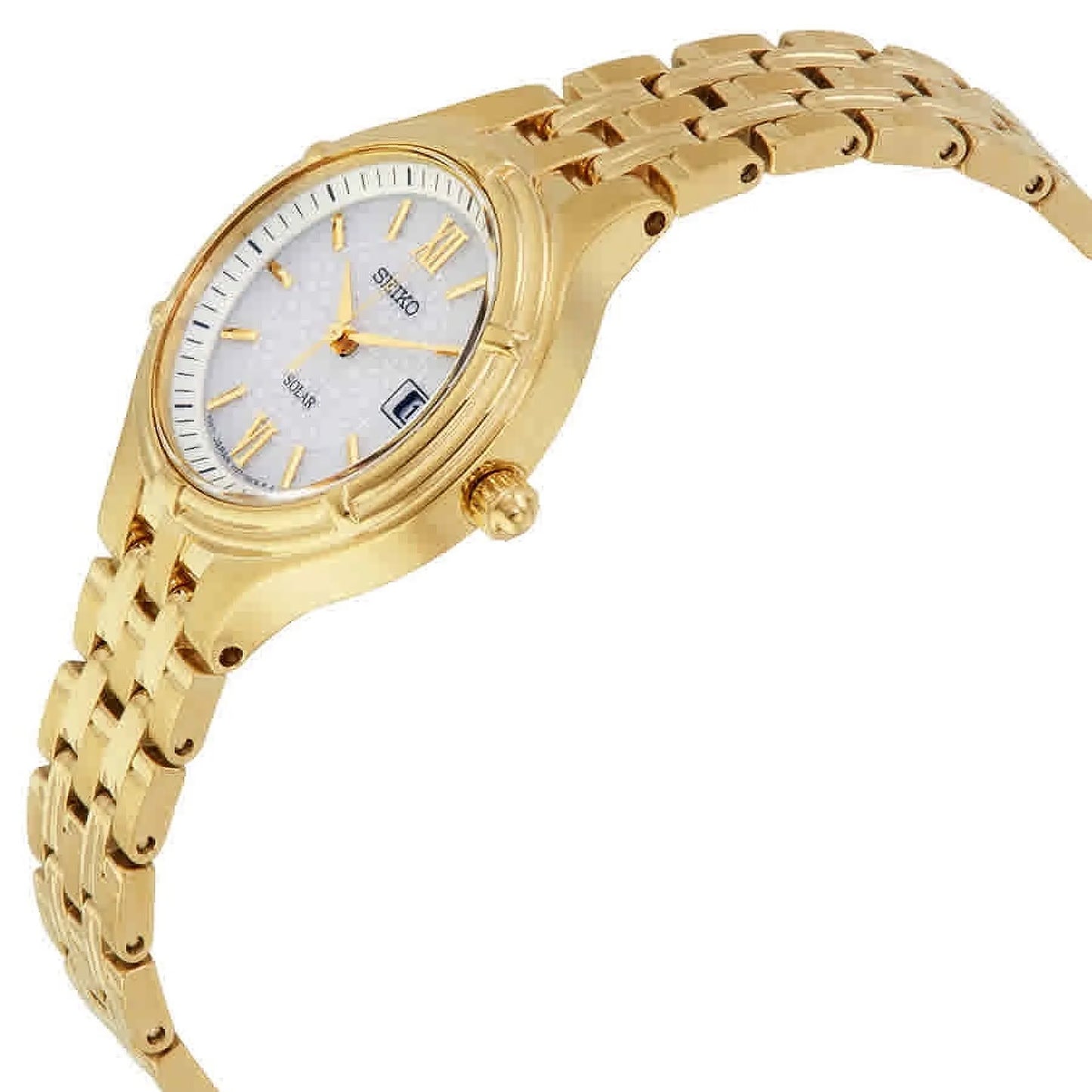 Seiko women's core silver dial gold-tone watch sut220