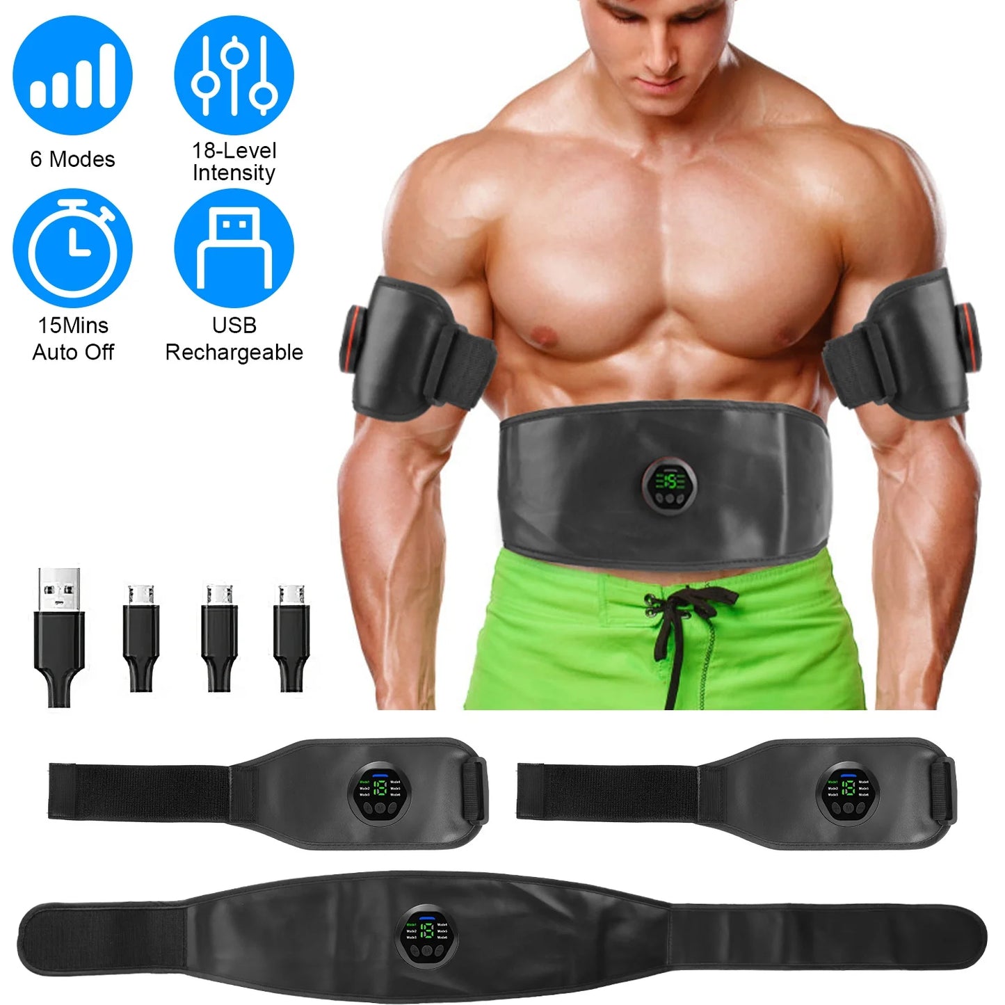 Abdominal muscle stimulator imountek abs training fitness equipment with 6 modes 18 intensity levels home office