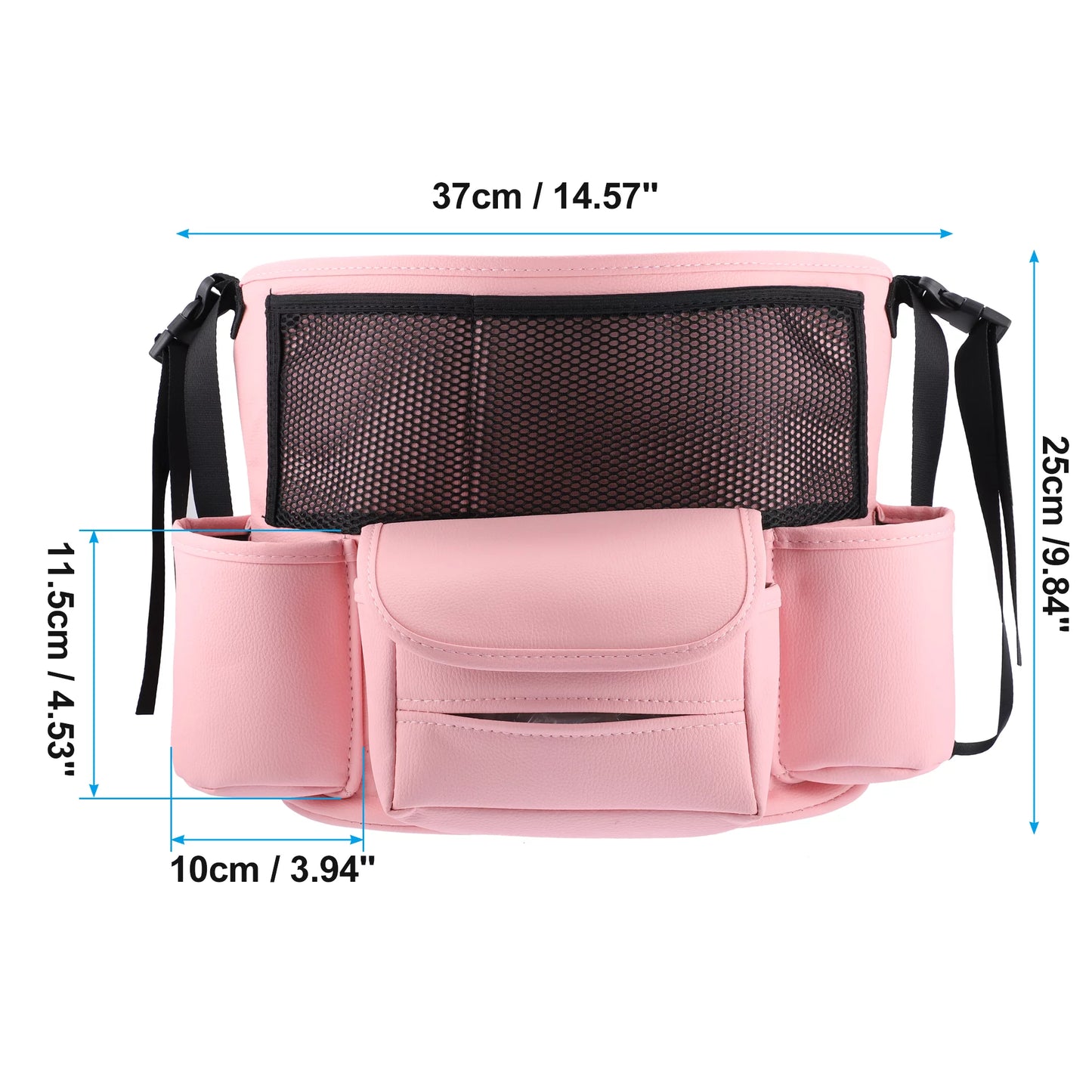 Unique bargains car large capacity seat organizer backseat multi pockets purse storage for car 37x25cm pink