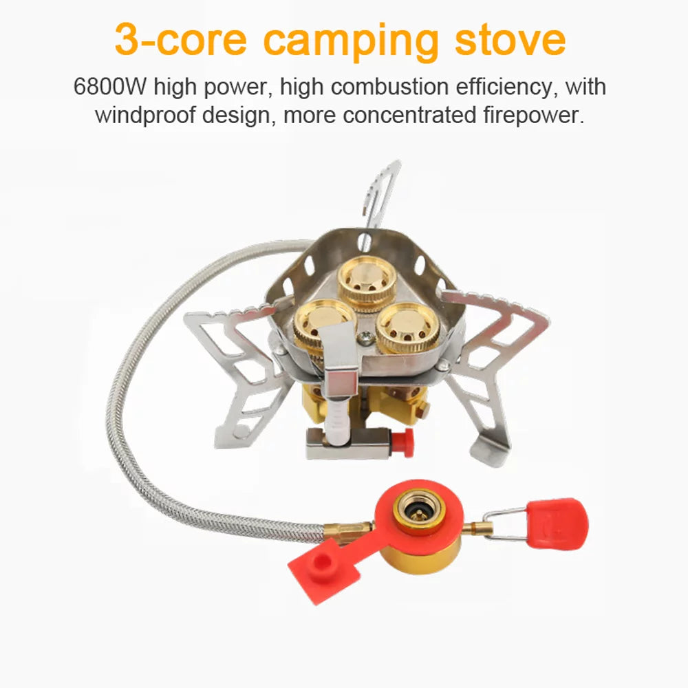 Tomshoo windproof backpacking stove, 6800w high  gases, adjustable valve for cooking camping picnic hiking