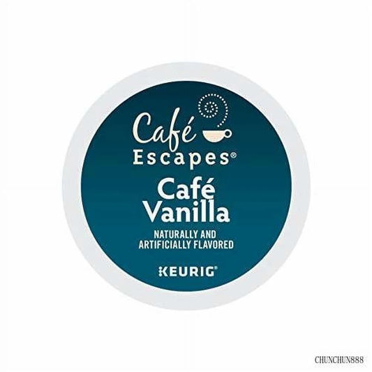 Cafe escapes, cafe vanilla coffee beverage, single-serve keurig k-cup pods, 72 count (3 boxes of 24 pods)