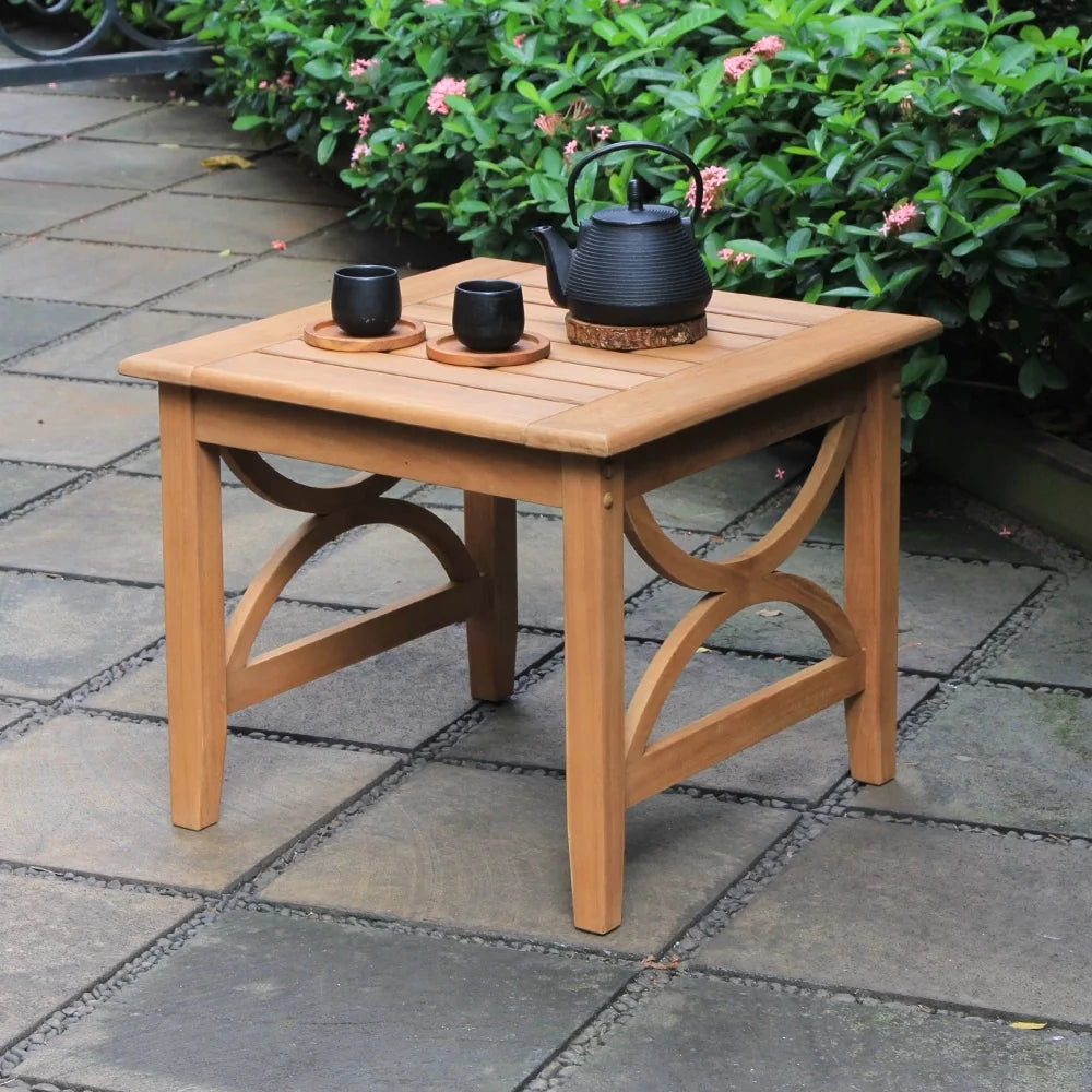 Cambridge casual  lowell teak patio side table weathered gray