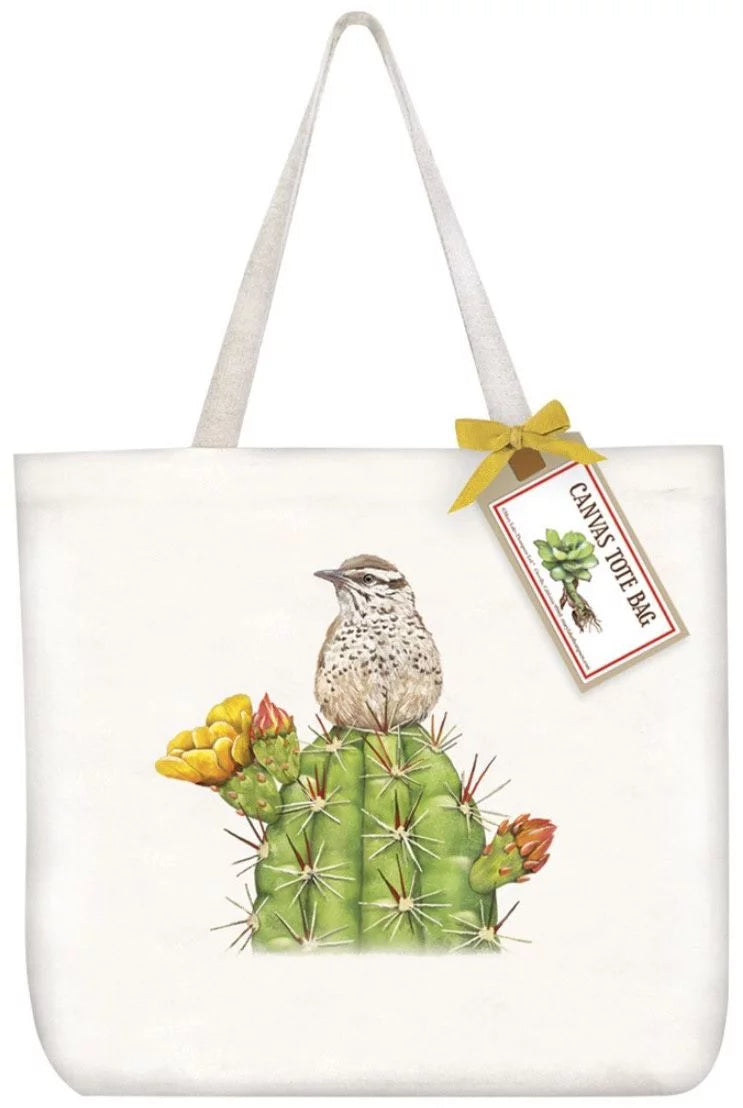 Canvas tote bag mary lake thompson cactus bird