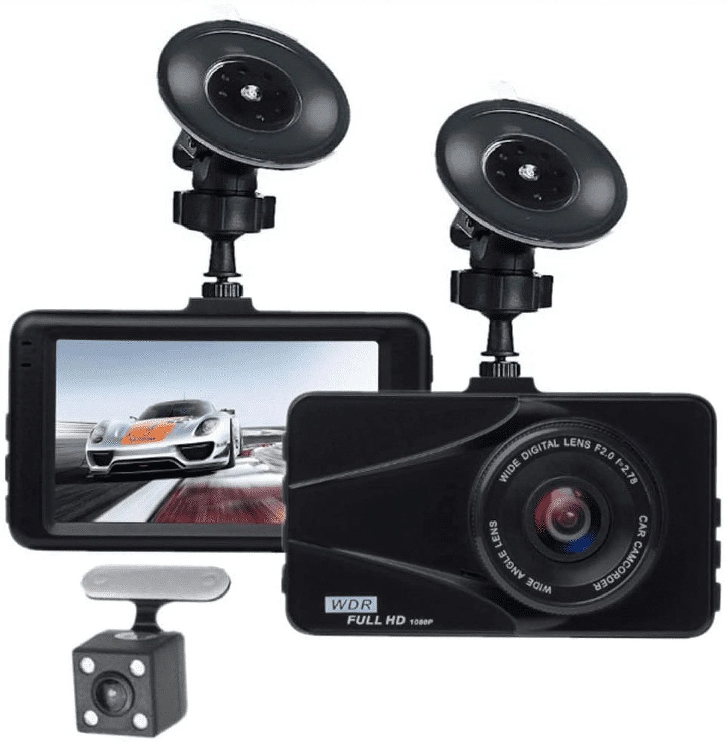 T670 plus dvr dash cam for chevrolet dual travel recorder full hd 3" lcd screen 170° wide angle, wdr, g-sensor, loop recording motion detection excellent video images