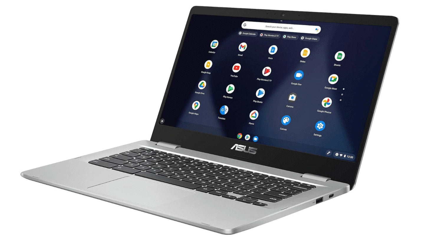 Asus (renewed) c423na chromebook 14 14" fhd laptop computer, intel celeron n3350 processor, 8gb lpddr4 ram, 64gb emmc, 802.11ac wifi, bluetooth, usb type-c, silver, chrome os