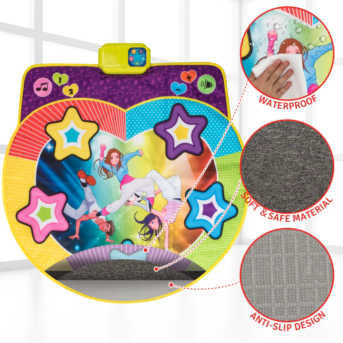 Unih dance mat for boys girls kids ages 3 4 5 6 7 8 9 10, dance game with music toy gift for kids ages 4-8