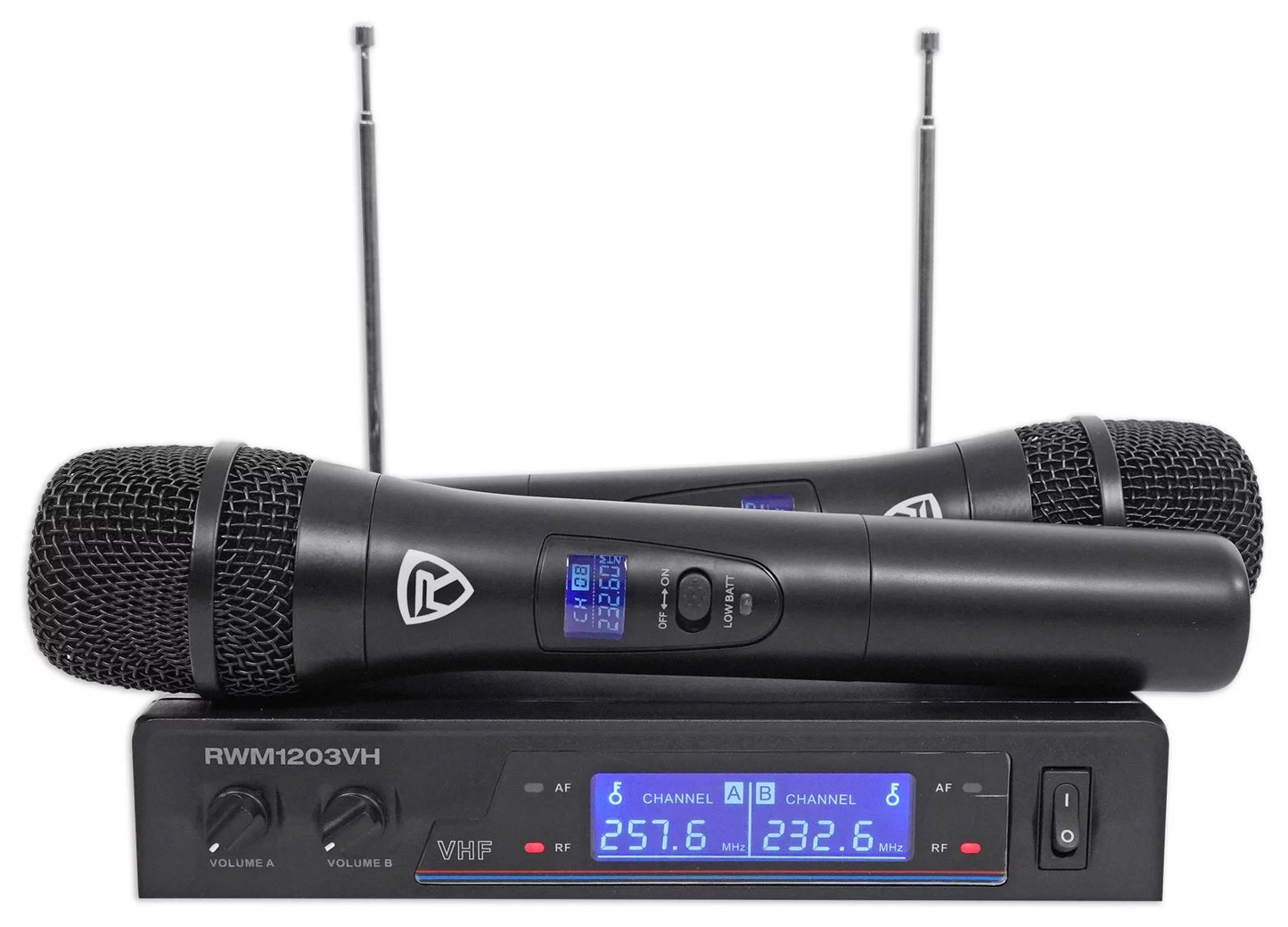 Rockville home theater/karaoke machine system w/5.25" sub+(2) wireless vhf mics