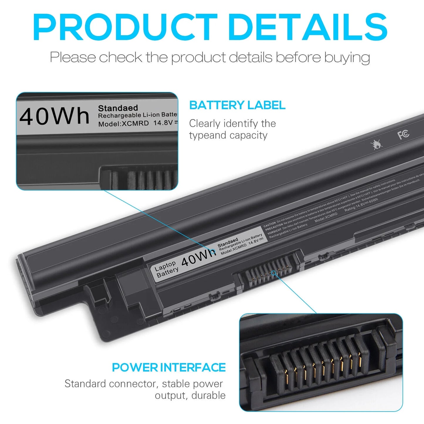 ✅40wh xcmrd battery for dell inspiron mr90y 3421 5421 15-3521 5521 3721 fast