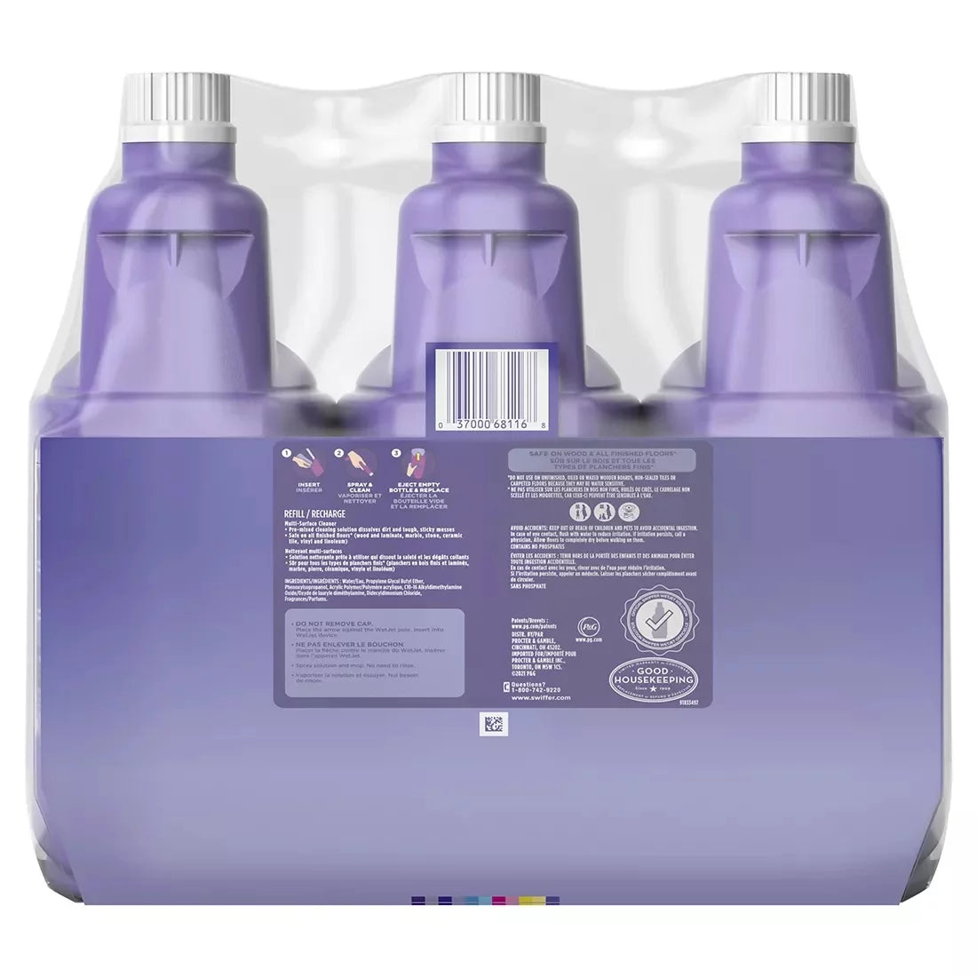 Swiffer wetjet multi-purpose floor cleaner solution, febreze lavender vanilla and comfort scent, 3 ct./1.25l