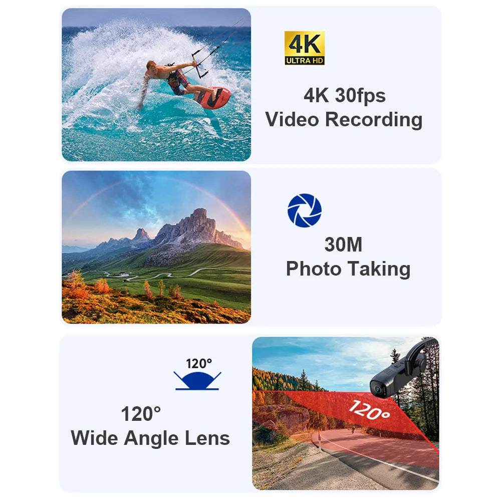 Andoer-2 4k sport camera camcorder 30fps wifi video recorder anti-shake app control for vlog recording