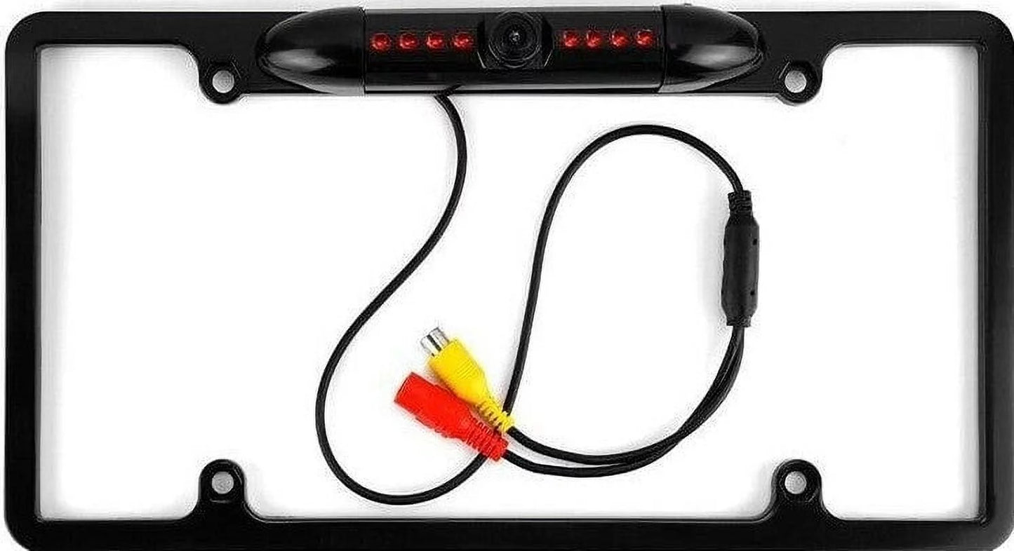 Absolute u.s.a car license plate frame backup rear view camera night vision parking 8ir black