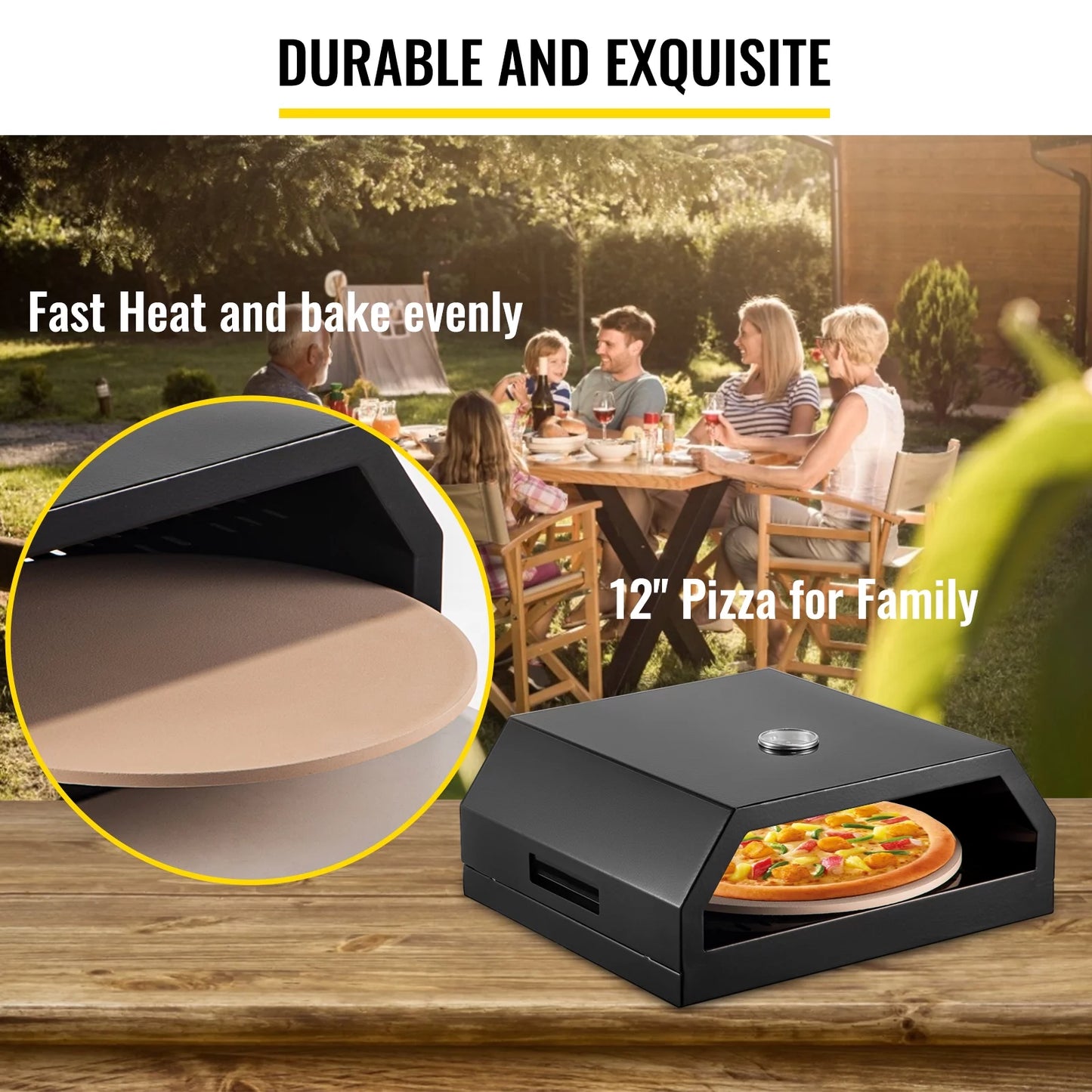 Skyshalo outdoor pizza oven, stainless steel camp pizza oven, pizza oven kit with set of professional pizza baking tools including 12" cordierite pizza stone, pizza shovel, pizza cutter, thermometer