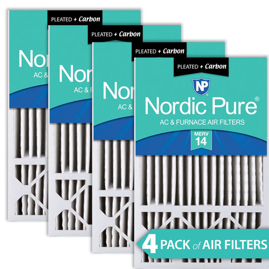 16x25x5 (4 3/8) honeywell replacement air filters merv 14 plus carbon 4 pack