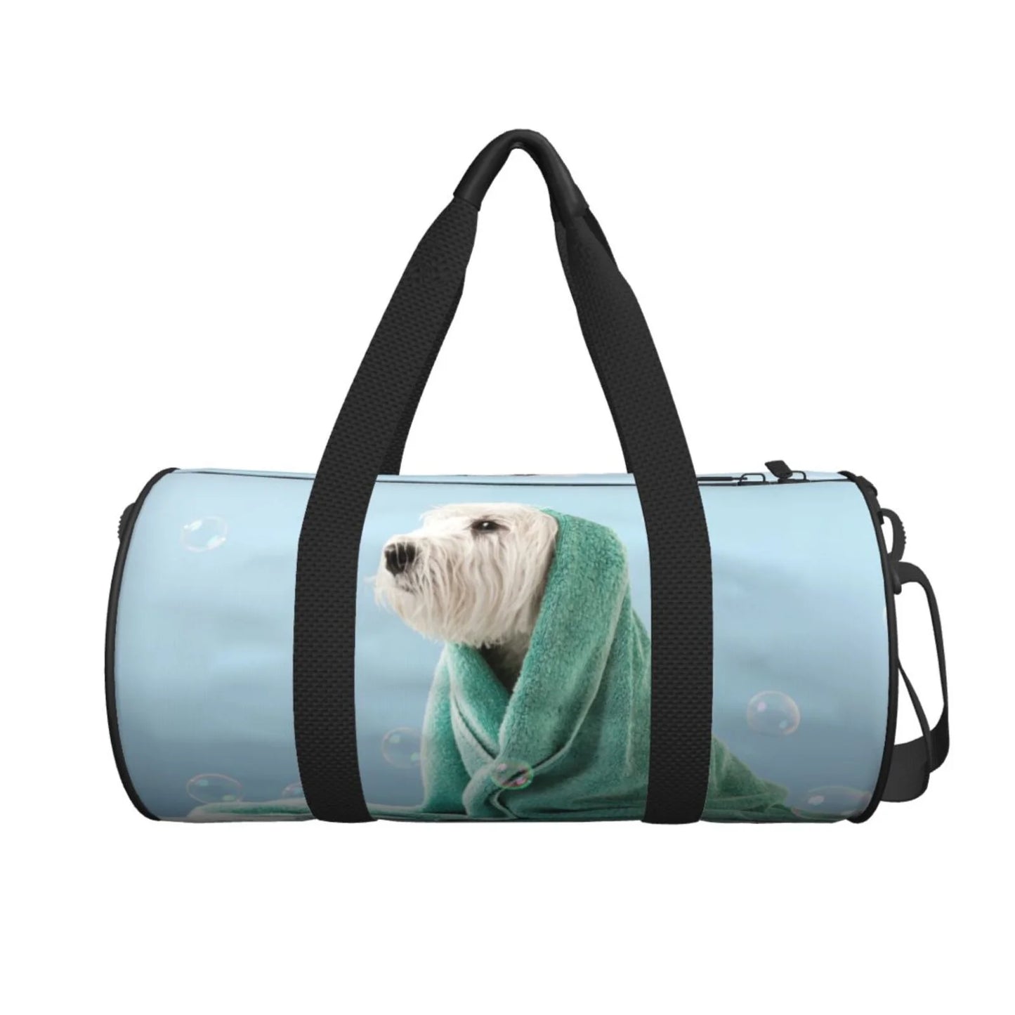 Coaee dog wrapped in towel large capacity travel luggage bag cylinder gym bag waterproof sports bag with pocket and compartment