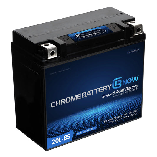 Chrome battery now ytx20l-bs (20l-bs 12 volt,18 ah, 270 cca) intelligent wireless smartphone connectivity agm battery for personal watercraft - brp (sea-doo) 1500 all models years (1988 - 1993)