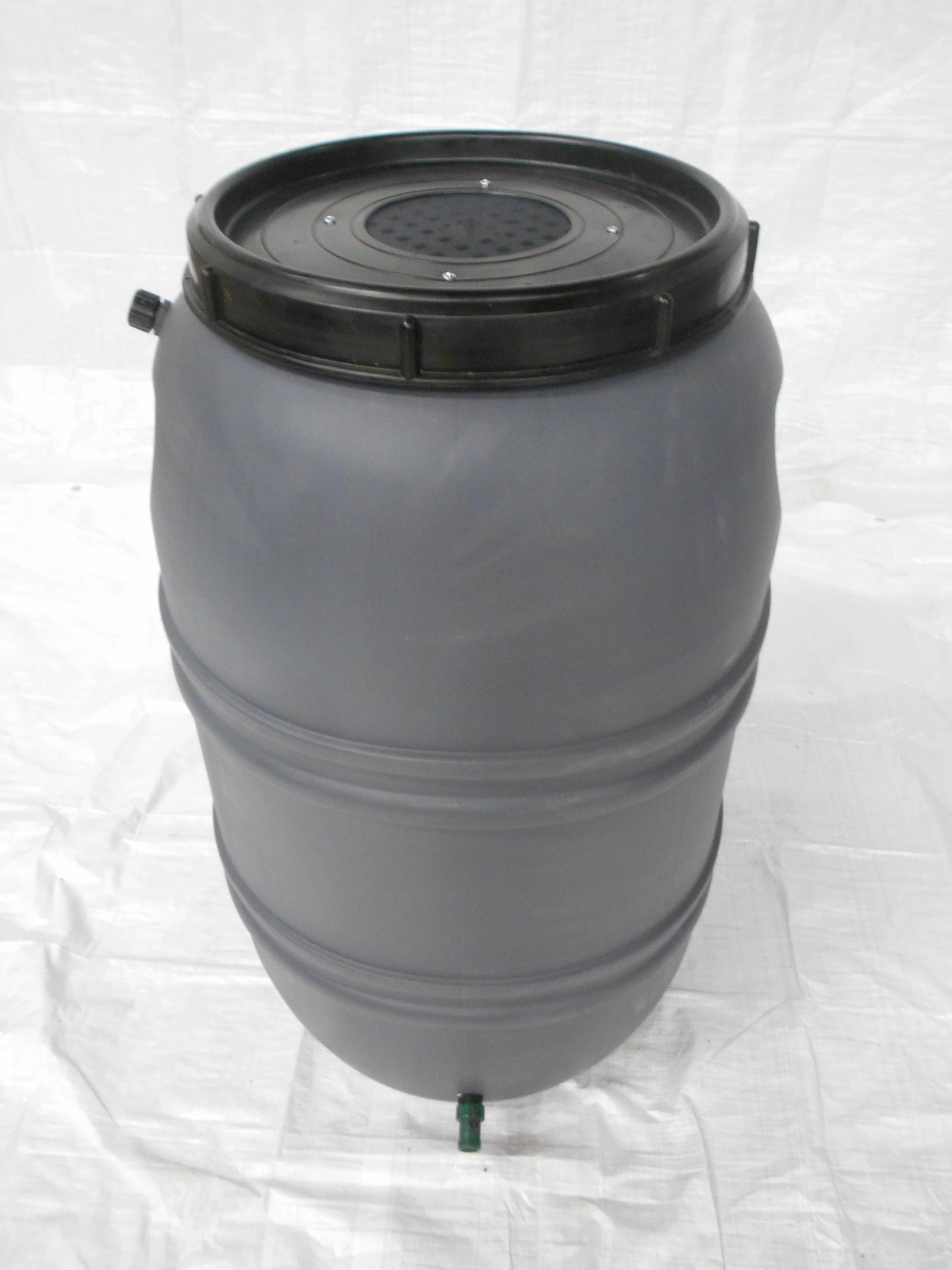 Upcycle products 55 gallon grey rain barrel