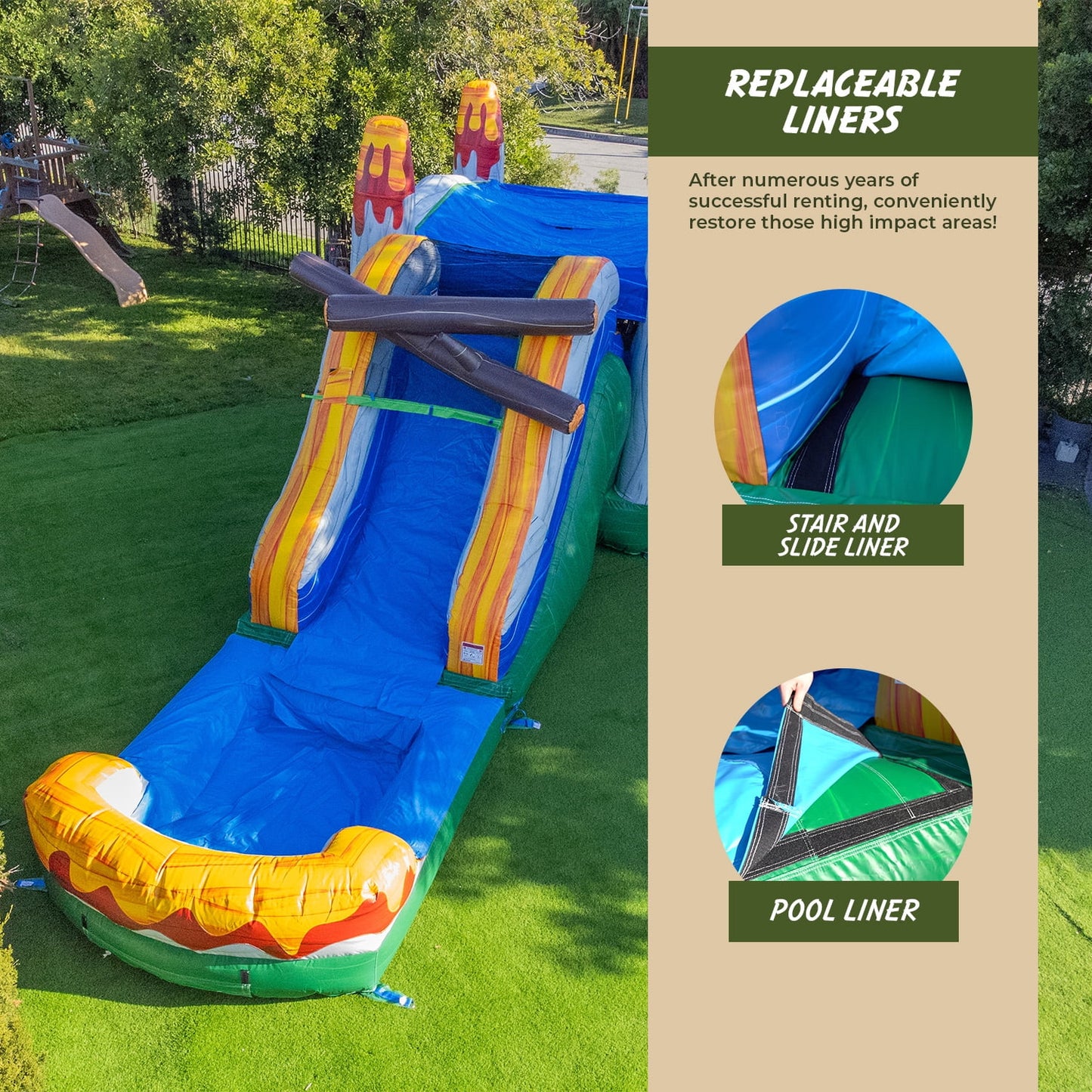 Xjump t-rex dinosaur inflatable water slide bounce house combo with splash pool for kids and adults (with air blower), commercial grade