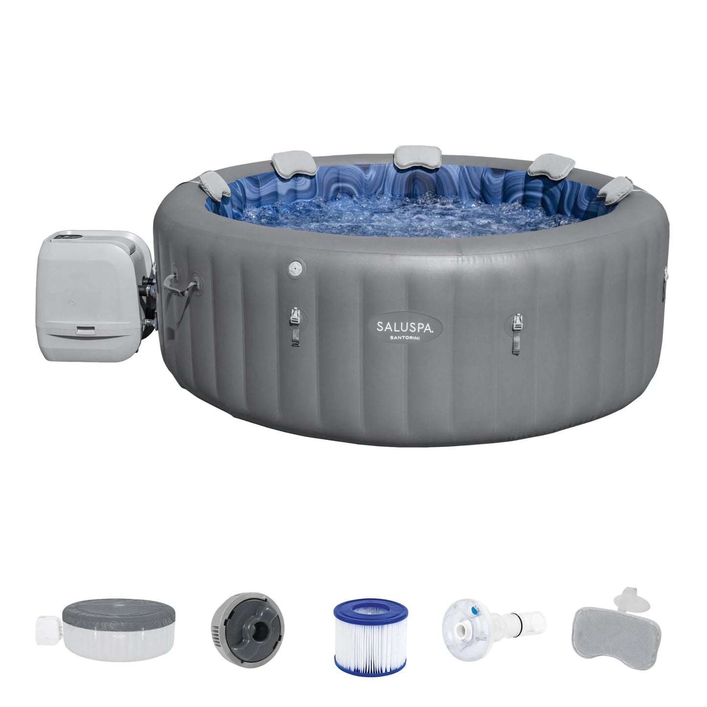 Bestway saluspa santorini hydrojet hot tub w/set of 4 saluspa pool/spa seat