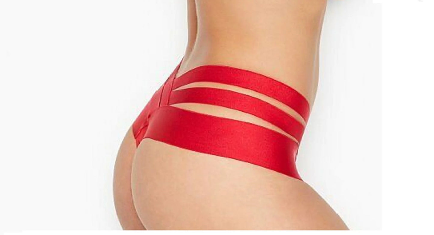 Victoria's secret very sexy lipstick red banded strappy cheeky panty size small nwt