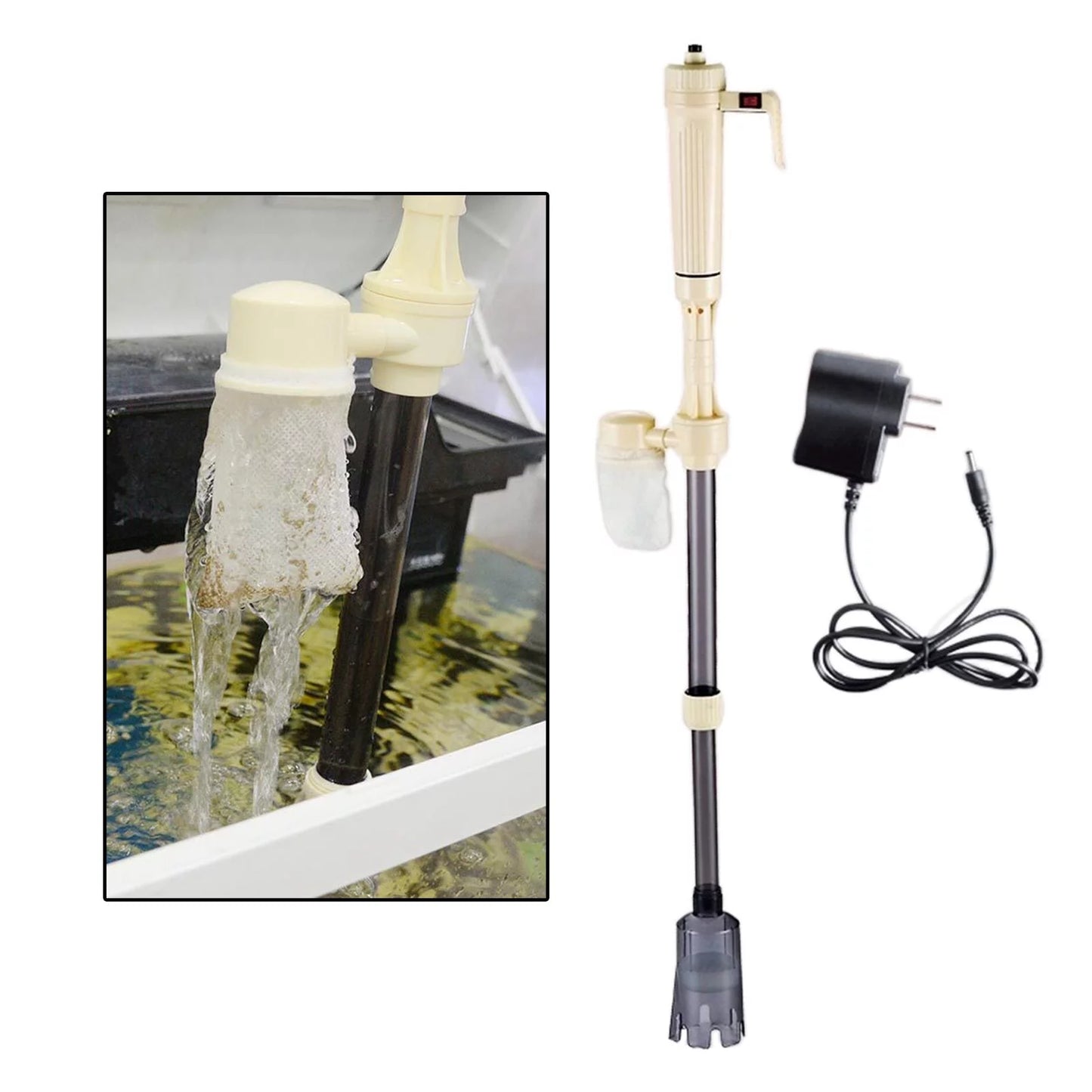 Automatic gravel cleaner, electric aquarium cleaner water filter, aquarium vacuum gravel cleaner for medium and large tanks