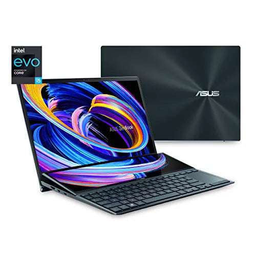 Asus zenbook duo 14 ux482 14" fhd touch display, intel evo platform, core i5-1155g7, 8gb ram, 512gb pcie ssd, screenpad plus, windows 10 home, wifi 6e, celestial blue, ux482ear-eb51t