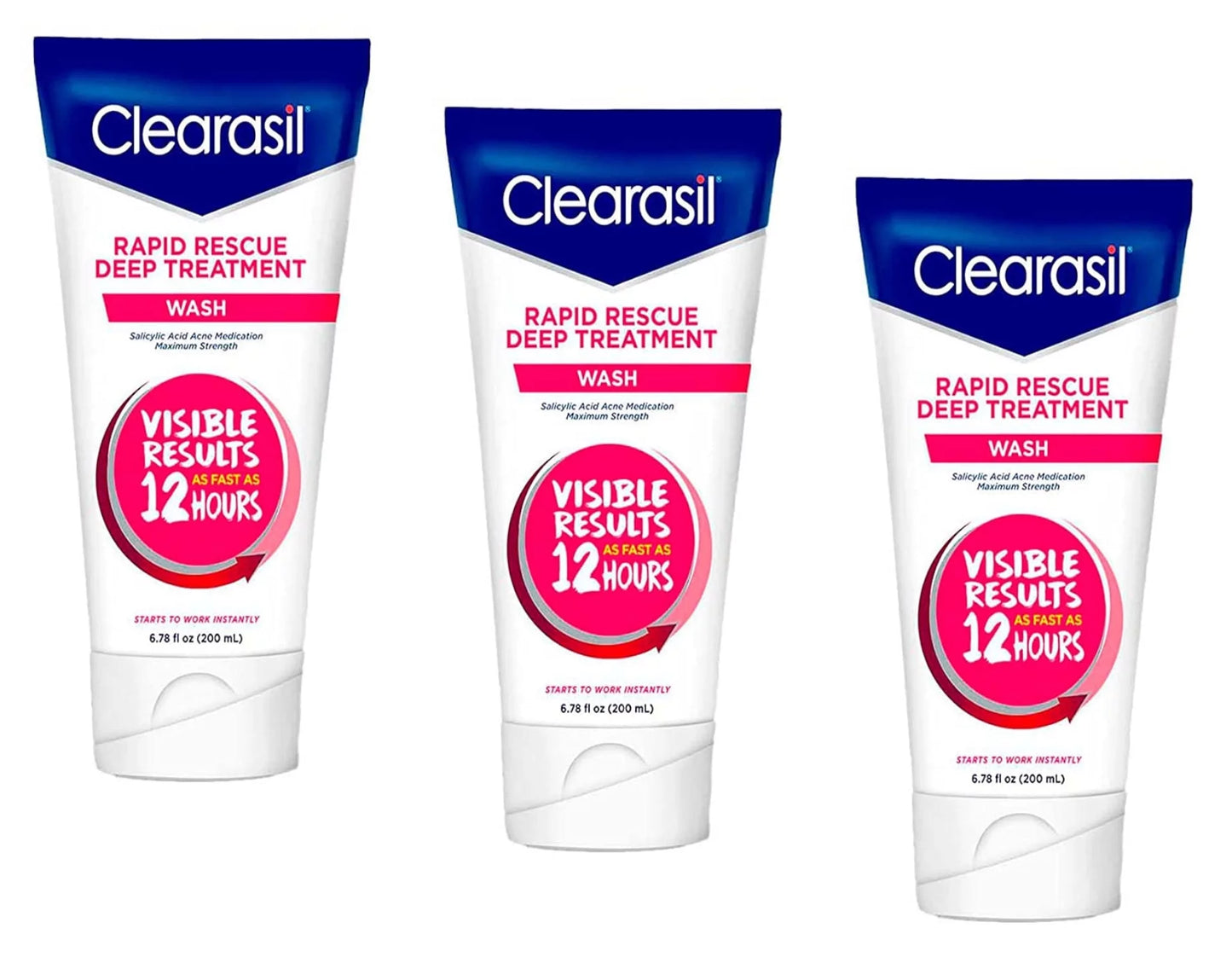 3 pack clearasil rapid rescue deep treatment wash, 6.78 each