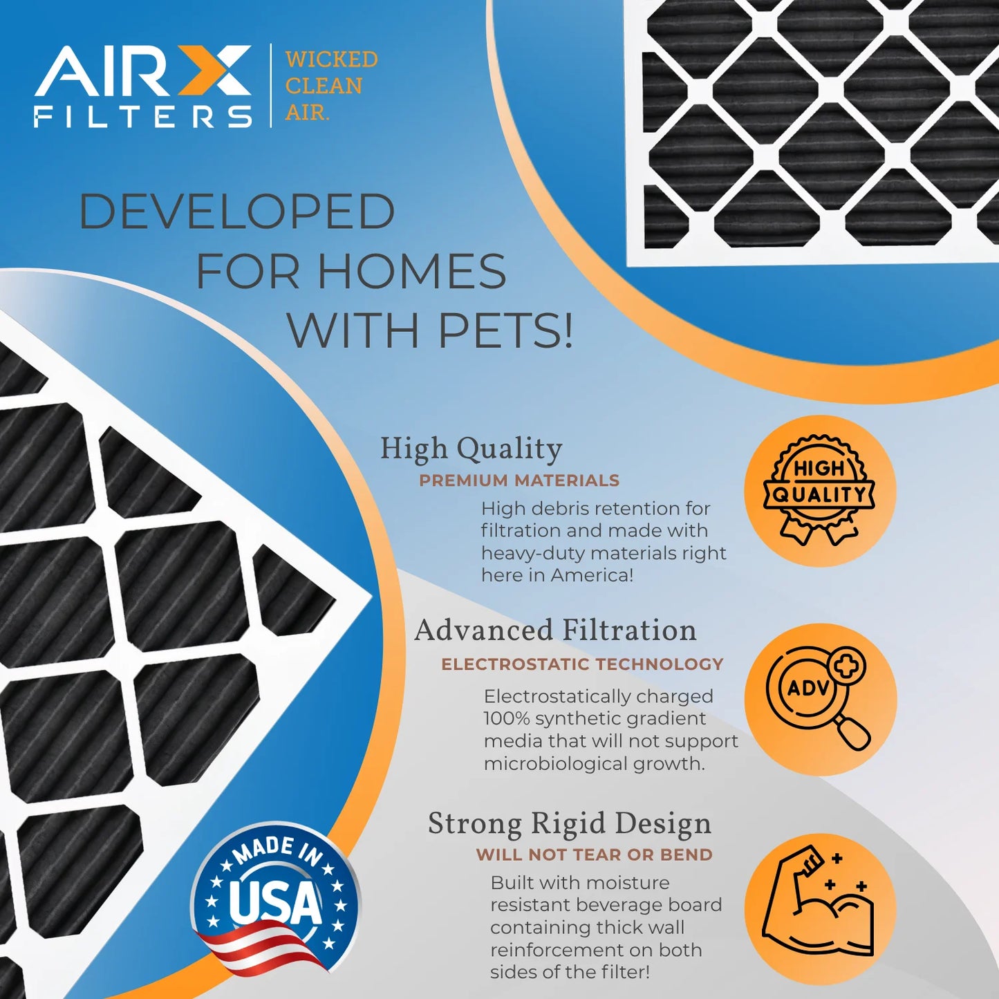 14x24x1 air filter odor eliminator carbon filter merv 8 comparable to mpr 700 & fpr 5 ac hvac premium usa made 14x24x1 furnace filters by airx filters wicked clean air. 6 pack