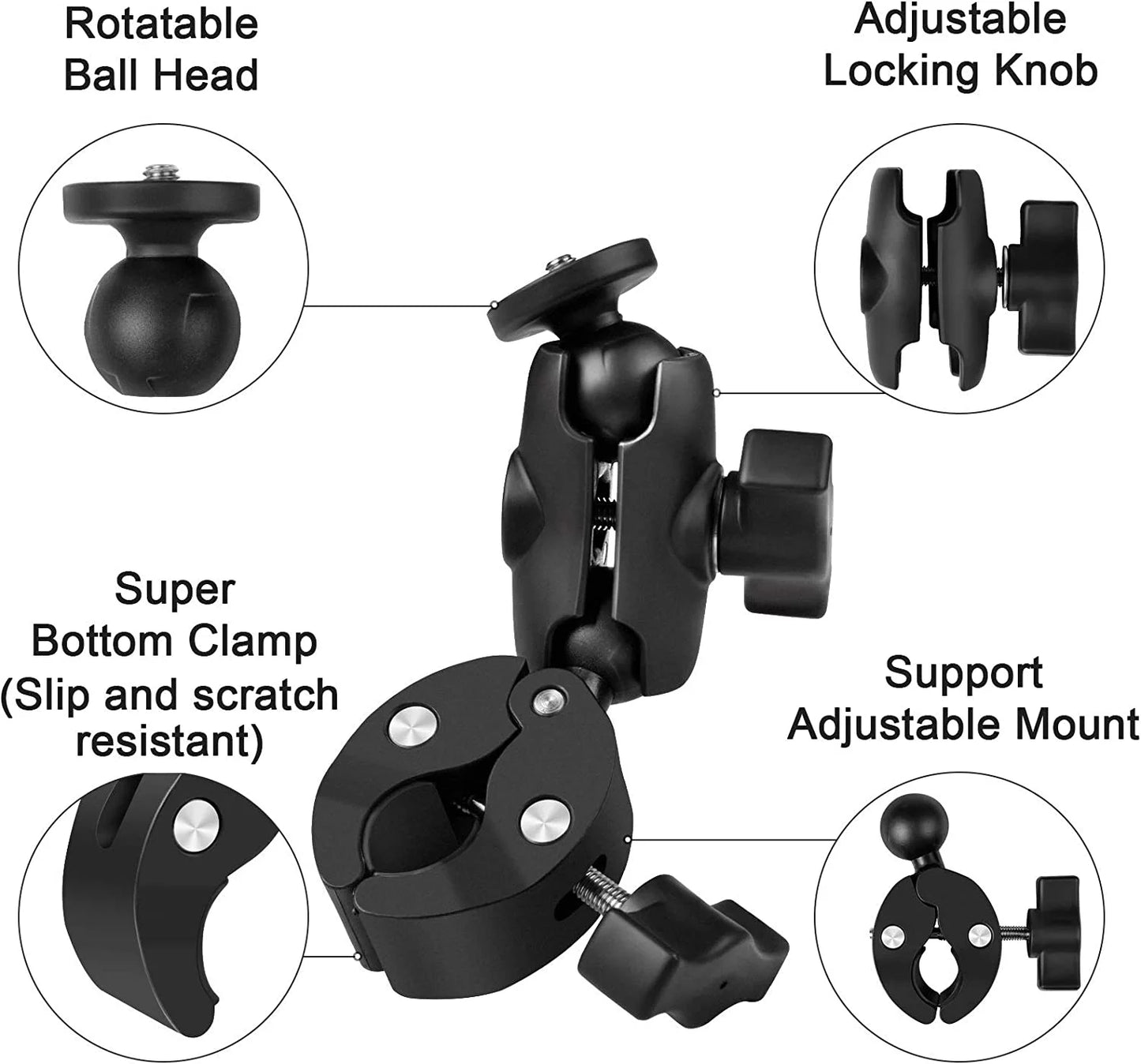 Taisioner super camera clamp mount double socket arm 1/4"-20 ball head adapter gopro accessories for gopro akaso dji