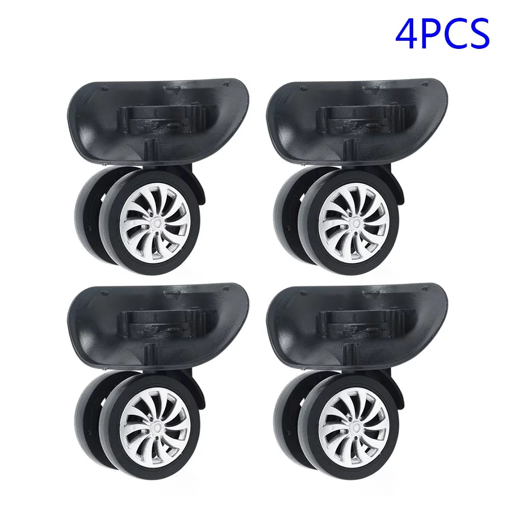 Replacement luggage suitcase wheels,4*2.55inch,4pcs/set,swivel universal wheel black,plastic,dual roller wheels