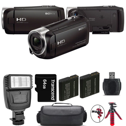 Sony hdr-cx405 hd handycam + extra battery + flash - 64gb kit