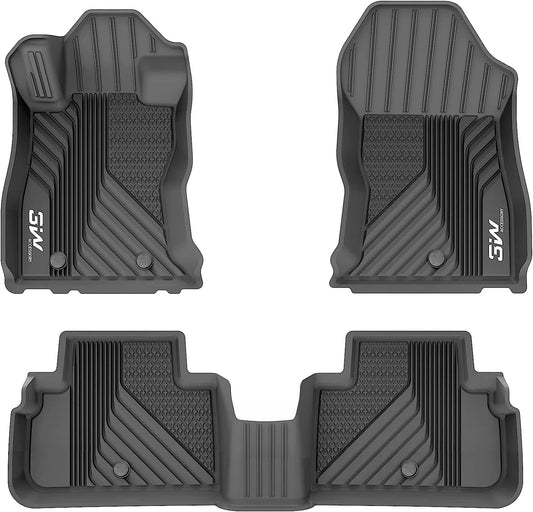 3w car floor mats liners for 2019-2023 subaru forester, all-weather mats floor liner set, tpe material, black