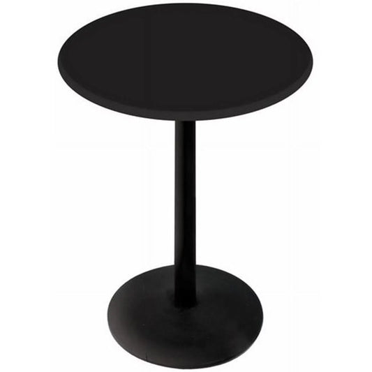 42 in. black table with 30 in. diameter indoor & outdoor black steel round top