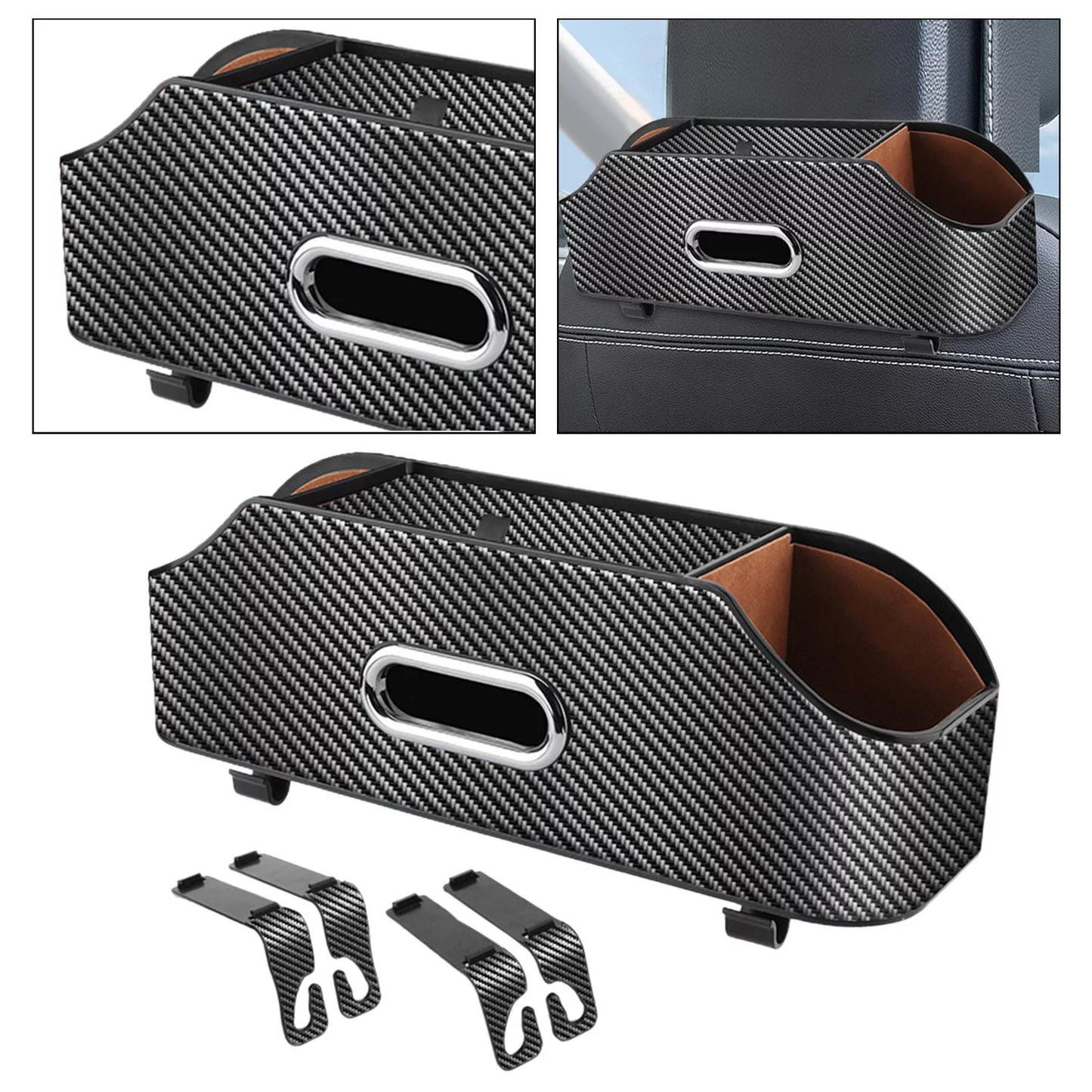 Car seat back organizer tissue box multifunctional keep tidy with cup holder