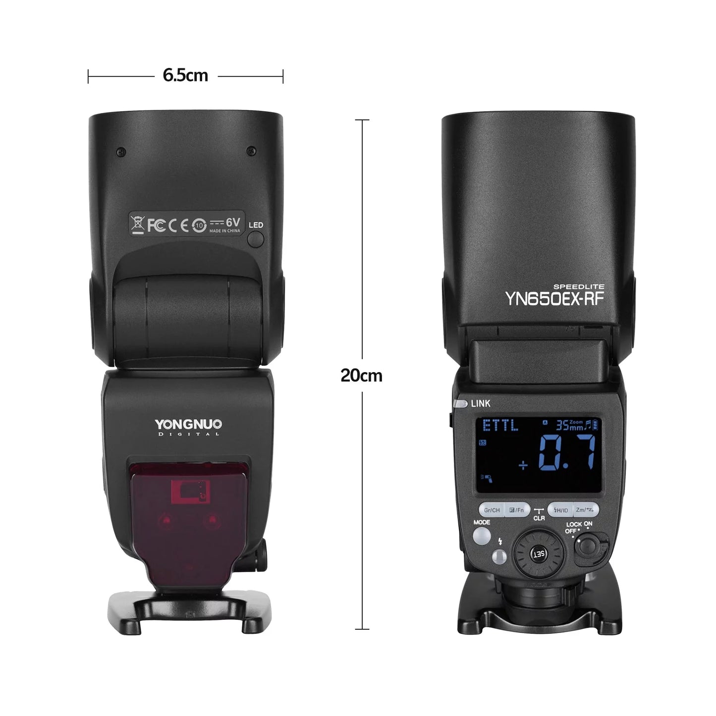 Yongnuo yn650ex-rf camera flash speedlite ettl speedlight built-in 2.4g wireless 1/8000s high-speed sync with lcd display hot shoe replacement for canon 5dii, iii, , 6d, 60d, 6dii, 7d, 7dii,