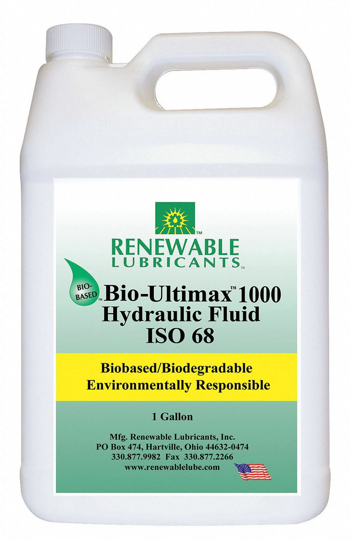 Renewable lubricants hydraulic oil,bio ultimax 1000,1 gal,68  81023