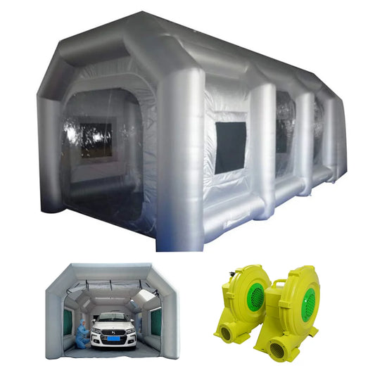 Techtongda inflatable spray booth 33*16*11ft portable car painting booth with 2 blower inflatable spray booth with air filtration system