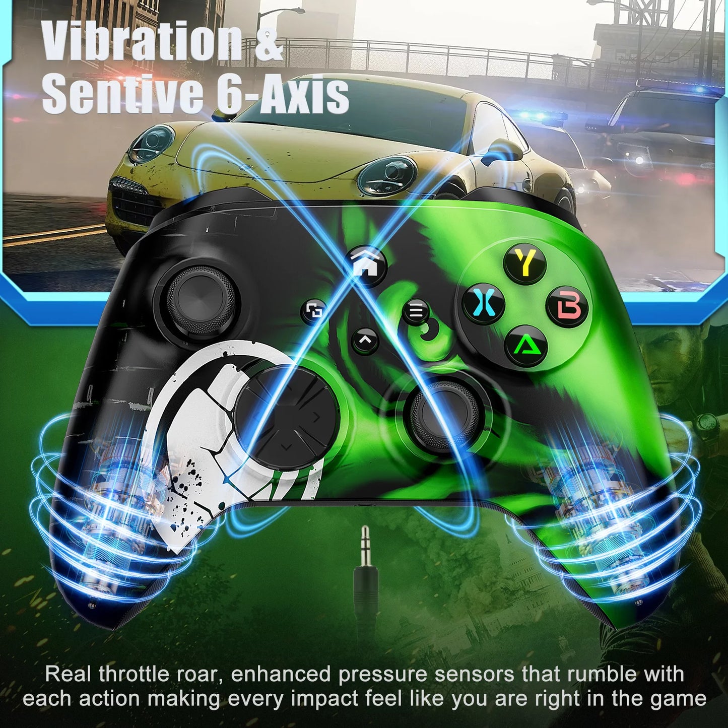 Bonadget xbox one wireless controller, compatible with xbox one/xbox one s/x/xbox series x/s/android/ios/pc gamepad remote with wifi/macro function/turbo/3.5mm audio jack(need to upgrade)