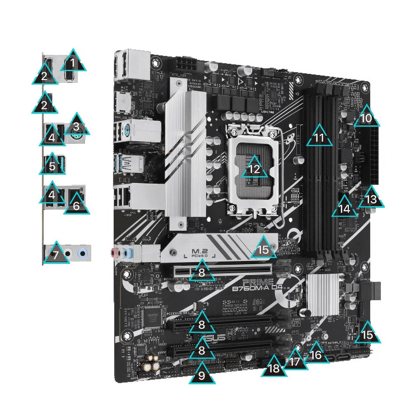 Asus prime b760m-a d4 intel b760 (lga 1700)(13th and 12th gen) matx motherboard, pcie 4.0, two m.2 slots, realtek 2.5gb ethernet, displayport, dual hdmi, sata 6 gbps, rear usb 3.2 gen 2, front usb 3