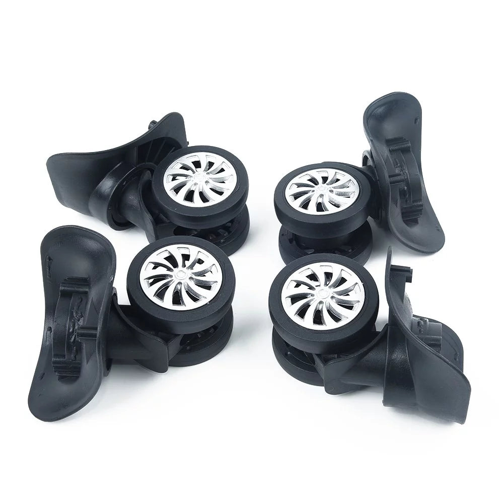 Replacement luggage suitcase wheels,4*2.55inch,4pcs/set,swivel universal wheel black,plastic,dual roller wheels