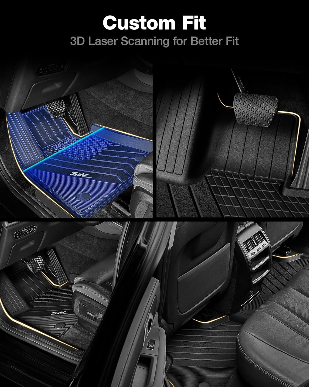 3w floor mats & cargo liner for bmw x5 2019-2023 custom fit full set heavy duty floor liner and trunk mat compatible fit bmw x5 black (only for 5 passenger) tpe all-weather