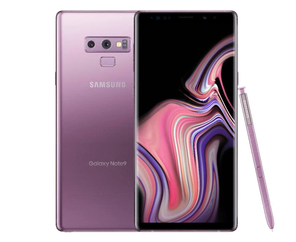 Samsung galaxy note9 - 4g lte 128 gb - microsdxc slot - cdma / gsm - 6.4" - 2960 x 1440 pixels (516 ppi) - super amoled - ram 6 gb - 8 mp front & 2x rear cameras - android - sprint - lavender purple