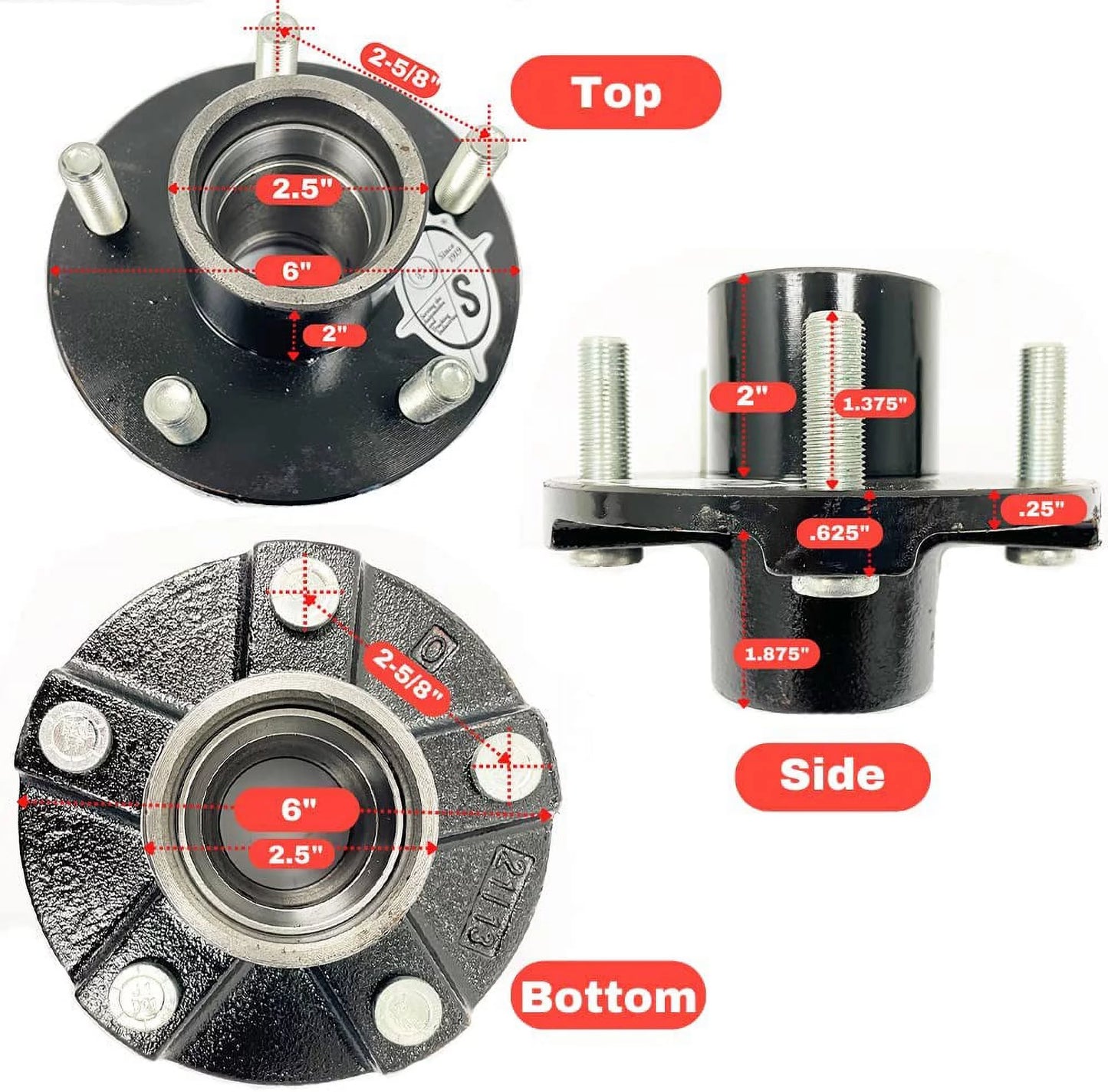 Southwest wheel 5-hole, 4.5" bolt circle idler hub for 2,000 lb. trailer axles (bt8 spindle) 1" spindle