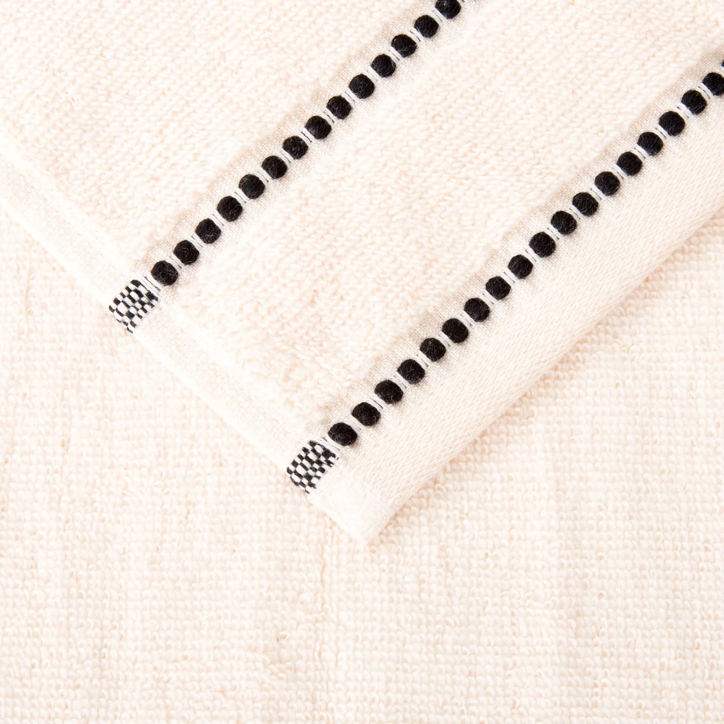 Trademark global  luxury cotton towel set- quick dry zero twist & soft set, bone & black - 6 piece